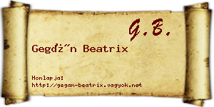 Gegán Beatrix névjegykártya